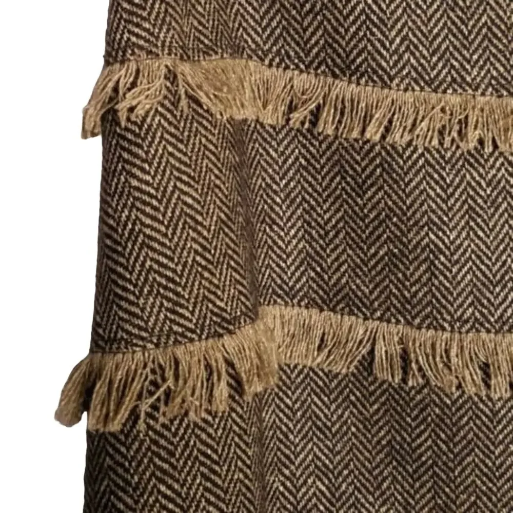 Lafayette 148 Brown Herringbone Fringe Skirt 6